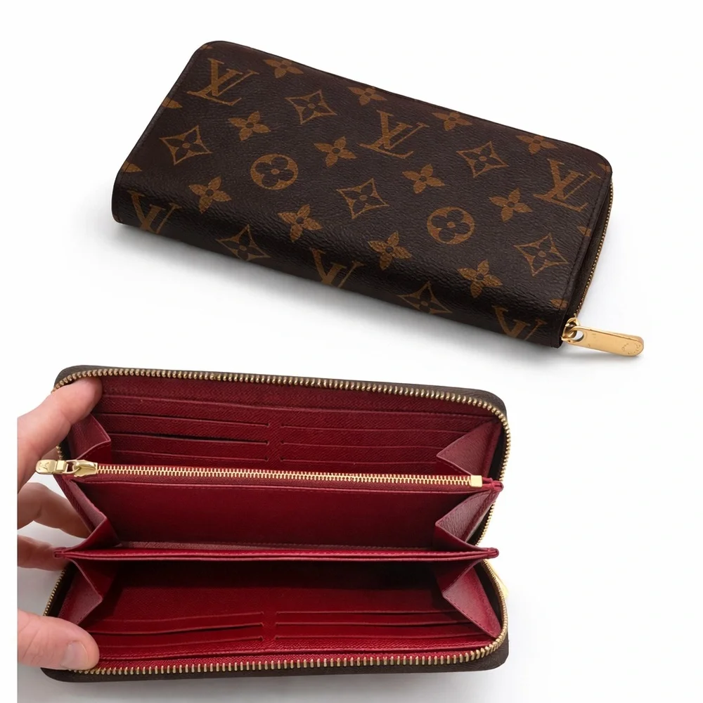 Louis Vuitton Monogram Zippy Wallet Red Interior Authentic